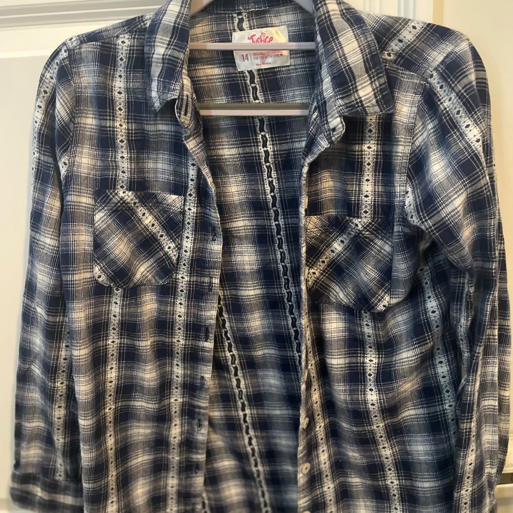 justice dark blue flannel
